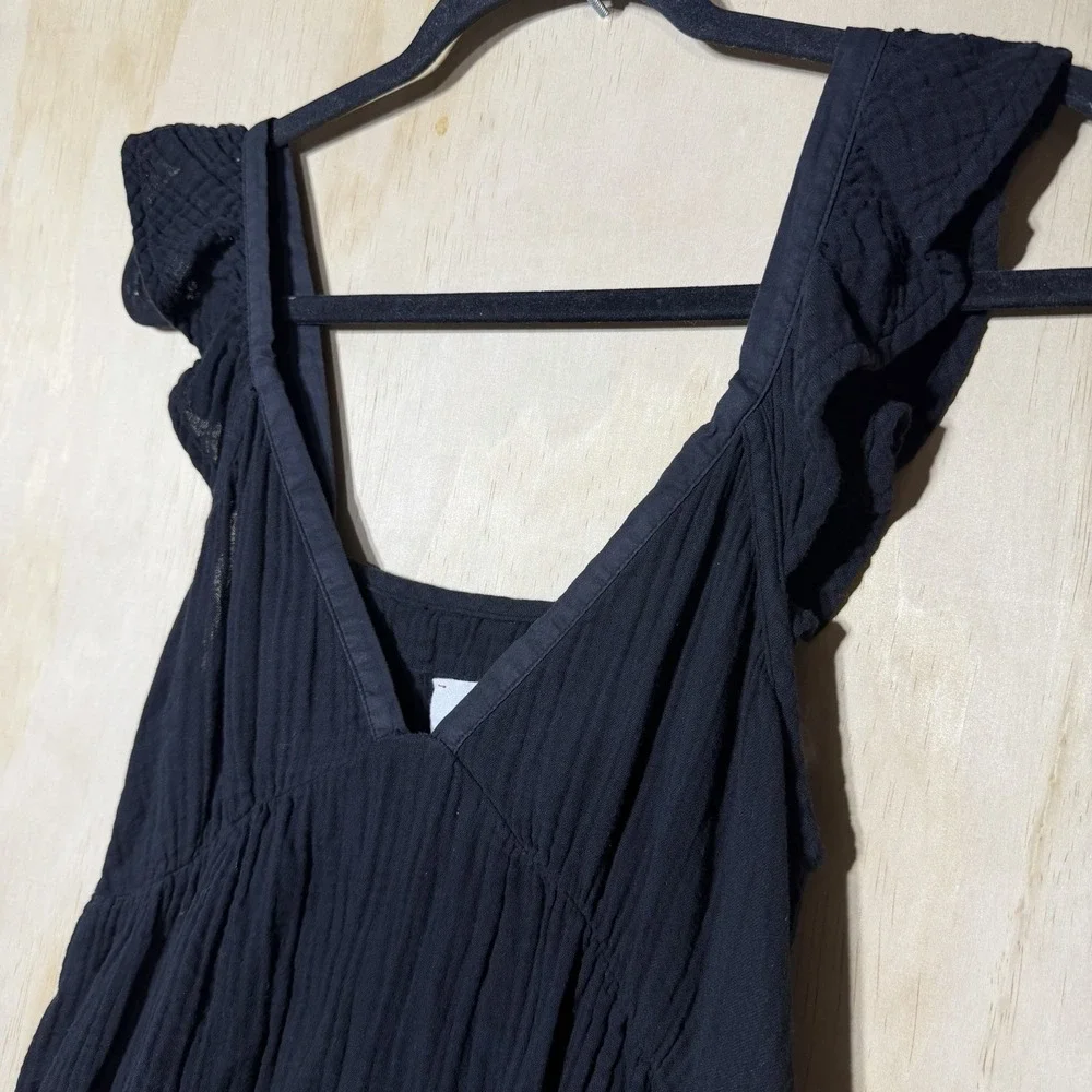 Xirena Leyla Dress Black Womens Small Ruffle Strap Boho USA